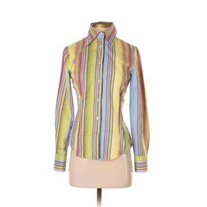 ETRO 100% Cotton Stripes Color/Green Long Sleeve, Size 40 (IT)